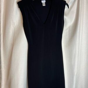 Cache Black V-Neck Sheath Dress Sleeveless Midi
